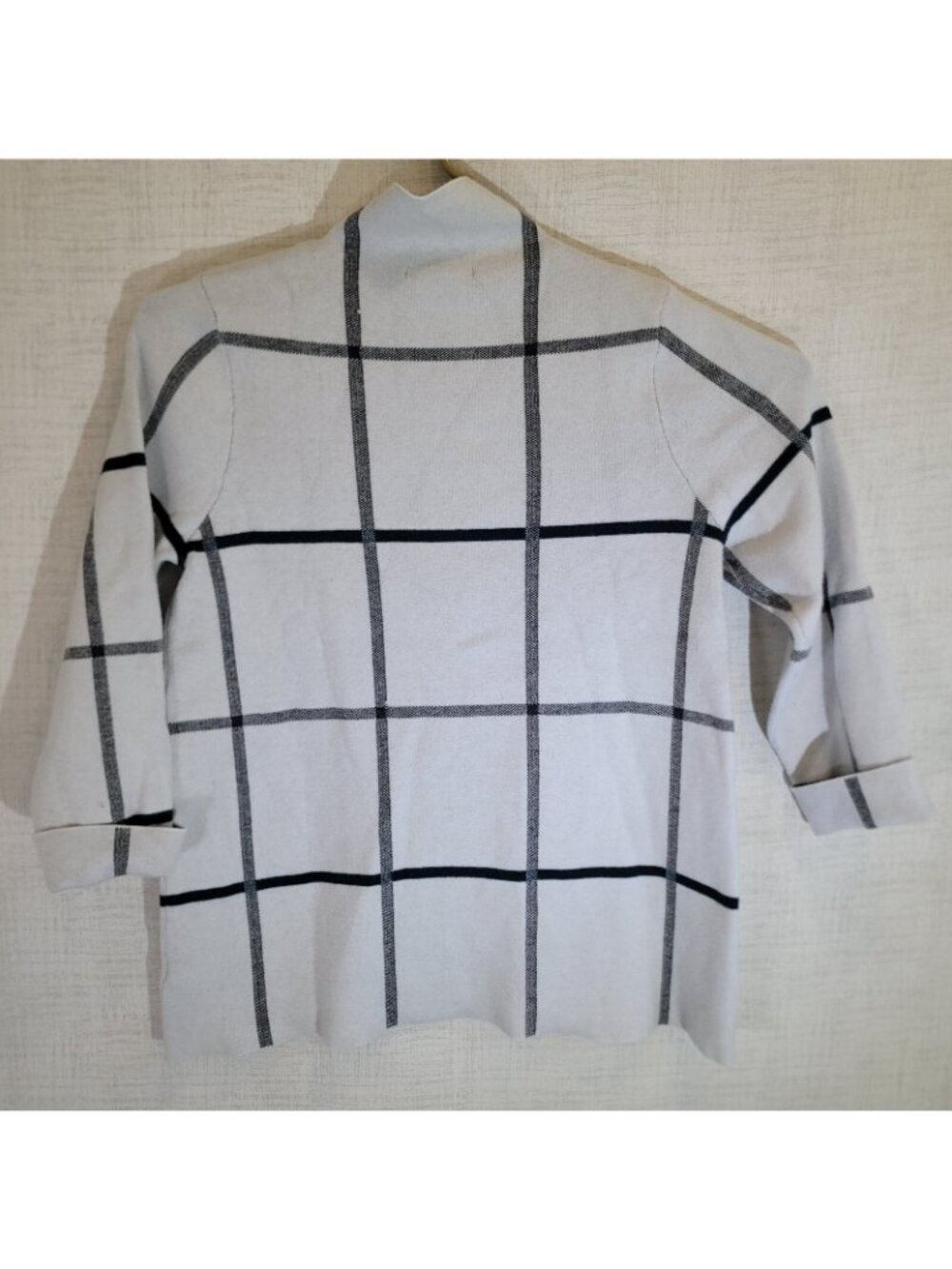 Tahari Mock Neck Sweater Womens L White Window Pane Long Sleeve Pullover - Picture 4 of 7